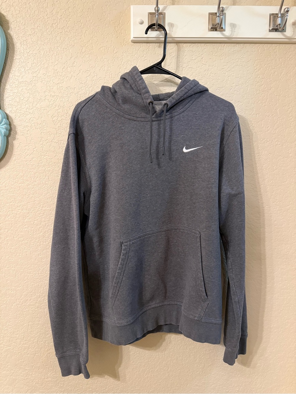 Nike Gray Men's Pullover Hoodie with White Swoosh